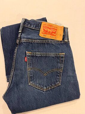 Levis 501 Original Fit Button Fly Jeans Mens 30x30 Stonewash Blue Straight Leg